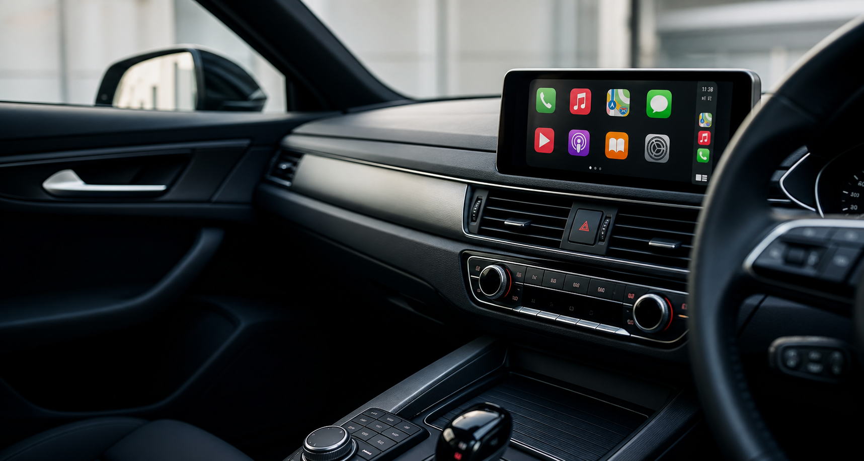 Generic premium car interior with infotainment screen