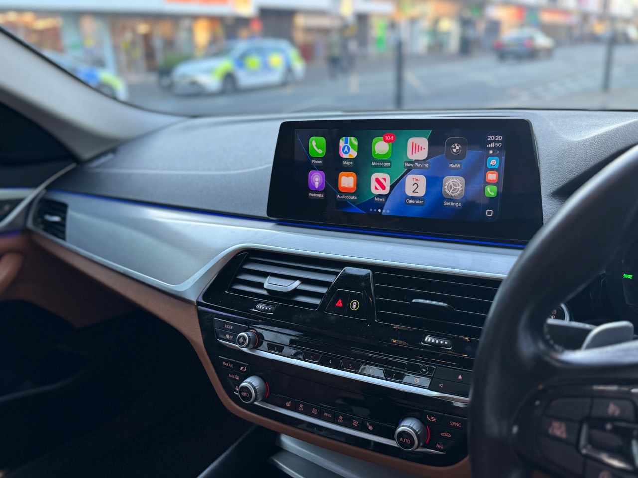 BMW 520d G30 Apple CarPlay active after mobile fitting in Birmingham