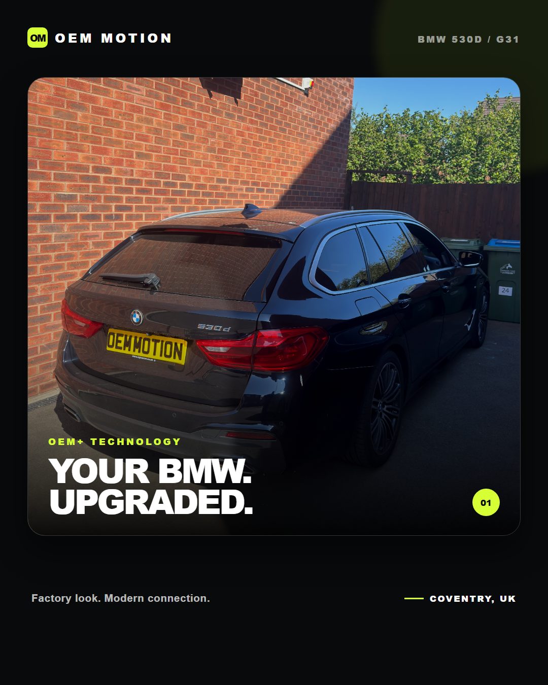 BMW 530d G31 OEM Motion proof artwork with vehicle cover image